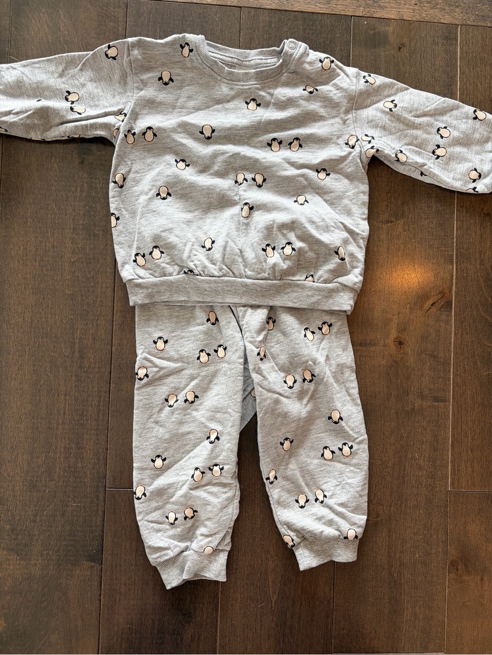 H&M Light Gray Penguin Print Kids Set